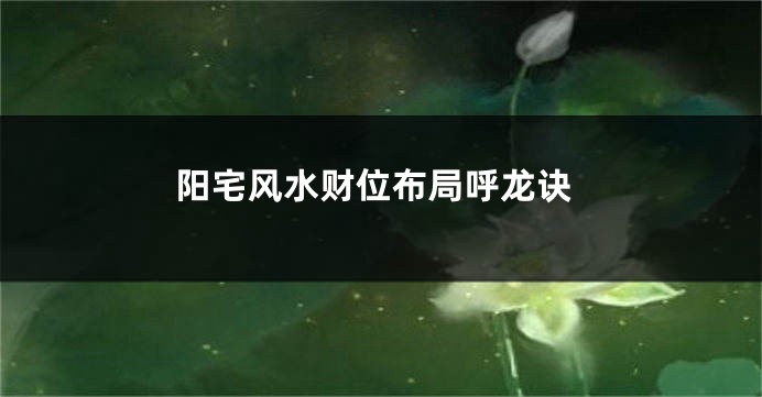 阳宅风水财位布局呼龙诀
