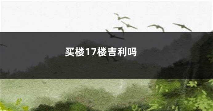 买楼17楼吉利吗