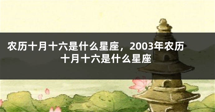 农历十月十六是什么星座，2003年农历十月十六是什么星座