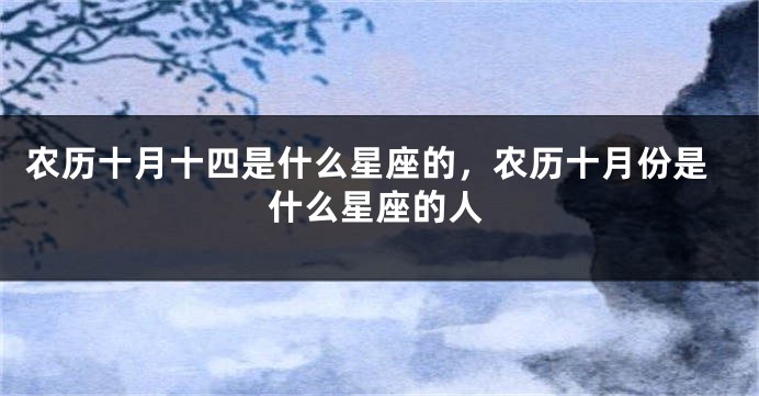 农历十月十四是什么星座的，农历十月份是什么星座的人