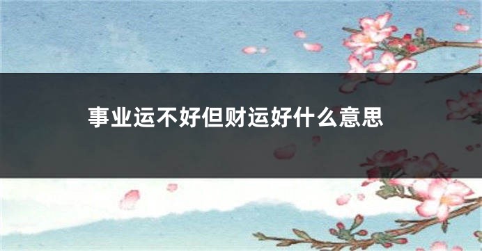 事业运不好但财运好什么意思