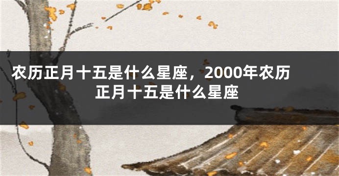 农历正月十五是什么星座，2000年农历正月十五是什么星座