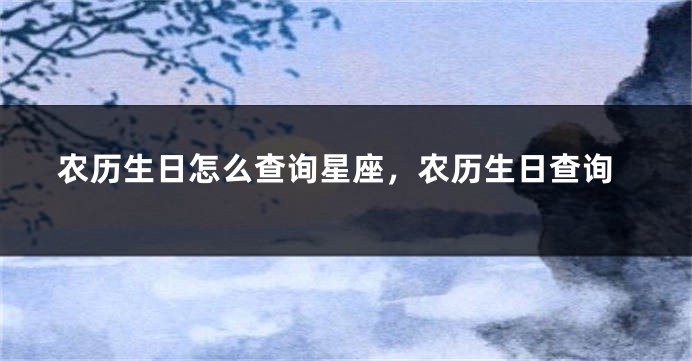 农历生日怎么查询星座，农历生日查询