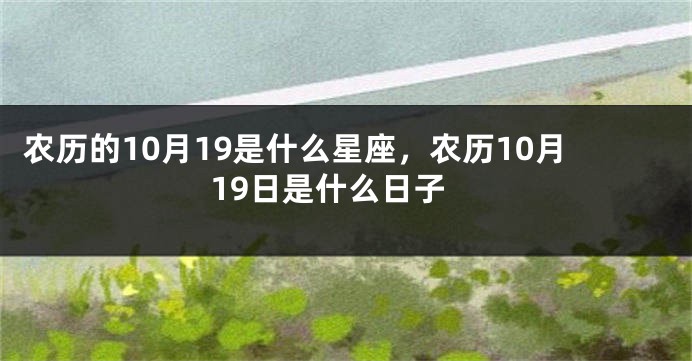 农历的10月19是什么星座，农历10月19日是什么日子