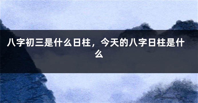 八字初三是什么日柱，今天的八字日柱是什么