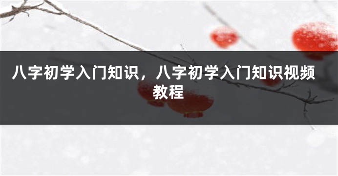 八字初学入门知识，八字初学入门知识视频教程