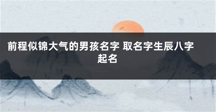 前程似锦大气的男孩名字 取名字生辰八字起名