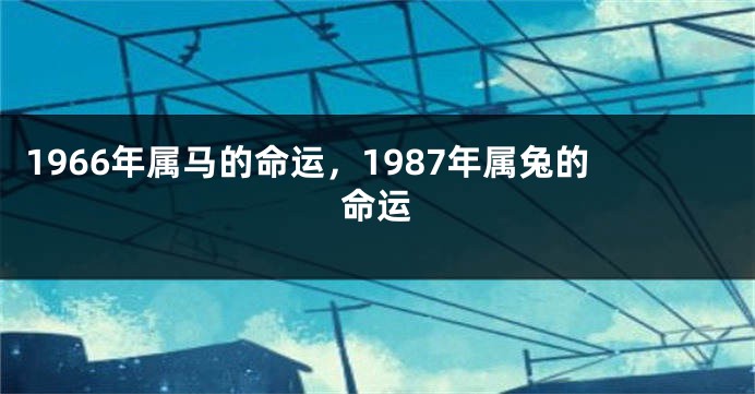 1966年属马的命运，1987年属兔的命运