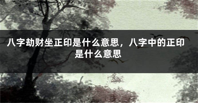 八字劫财坐正印是什么意思，八字中的正印是什么意思
