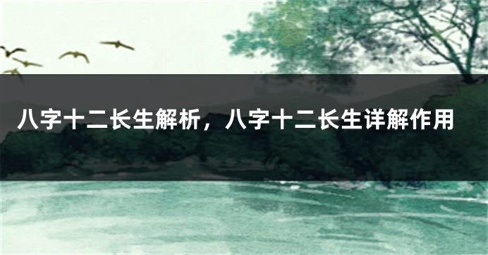 八字十二长生解析，八字十二长生详解作用