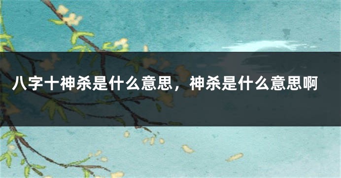 八字十神杀是什么意思，神杀是什么意思啊