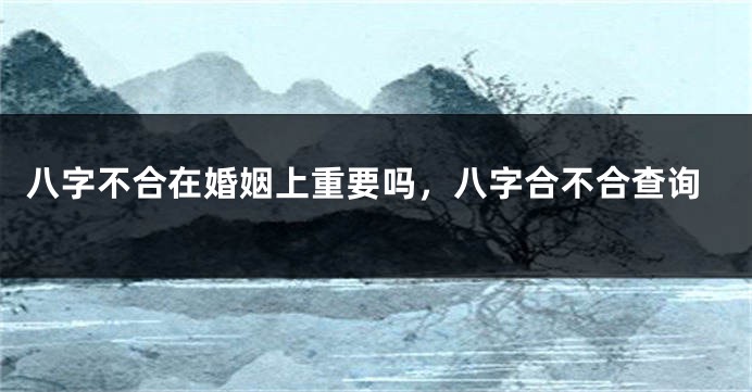 八字不合在婚姻上重要吗，八字合不合查询