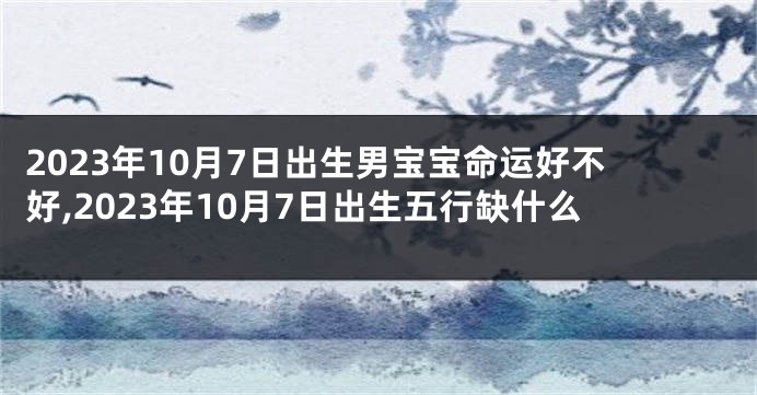 2023年10月7日出生男宝宝命运好不好,2023年10月7日出生五行缺什么