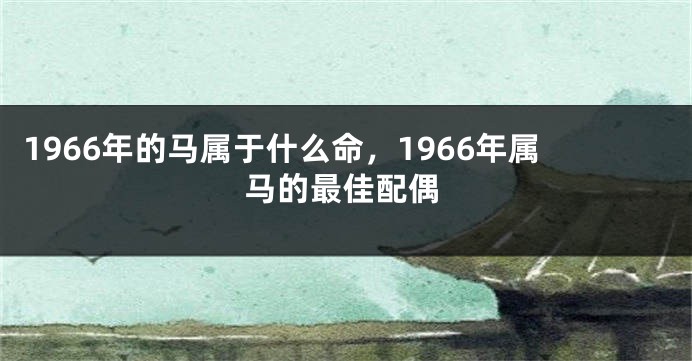 1966年的马属于什么命，1966年属马的最佳配偶