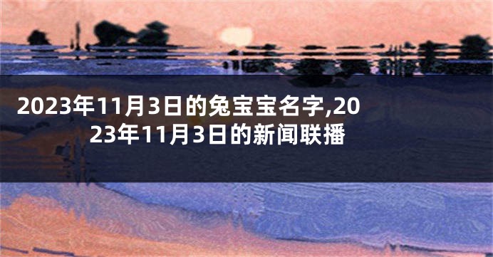 2023年11月3日的兔宝宝名字,2023年11月3日的新闻联播