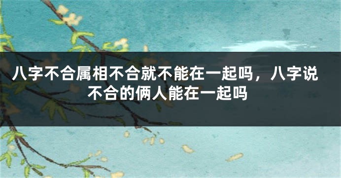 八字不合属相不合就不能在一起吗，八字说不合的俩人能在一起吗