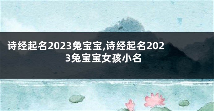 诗经起名2023兔宝宝,诗经起名2023兔宝宝女孩小名