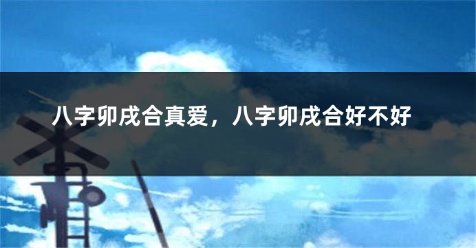 八字卯戌合真爱，八字卯戌合好不好